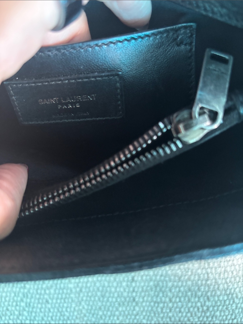 Original 2017 Saint Laurent Black Medium College Bag Chevron - Picture 13 of 13